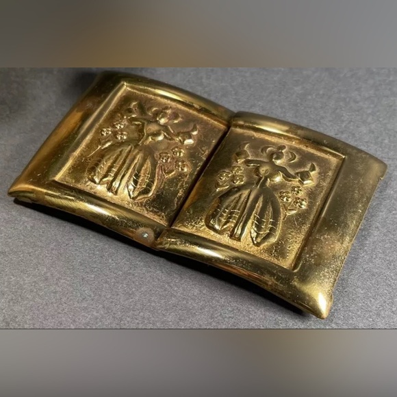 Vintage Two Piece Solid Brass Belt Buckle Schaffer Belt Co. Signed Original - Picture 8 of 9